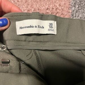 Sage green Abercrombie Sloan trouser.